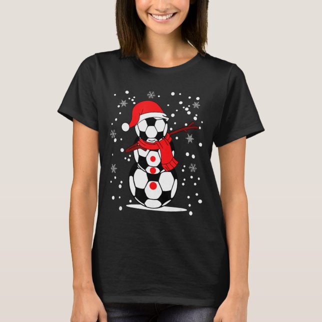 Camiseta Soccer Santa Hat Snowman Xmas Funny Soccer Lover C (Frente)
