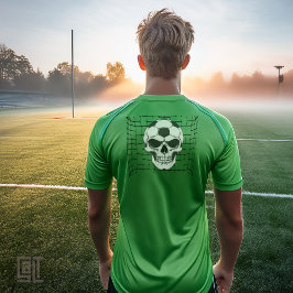 Camiseta Soccer Skull in Goal Net - Dark Soccer T-Shirt
