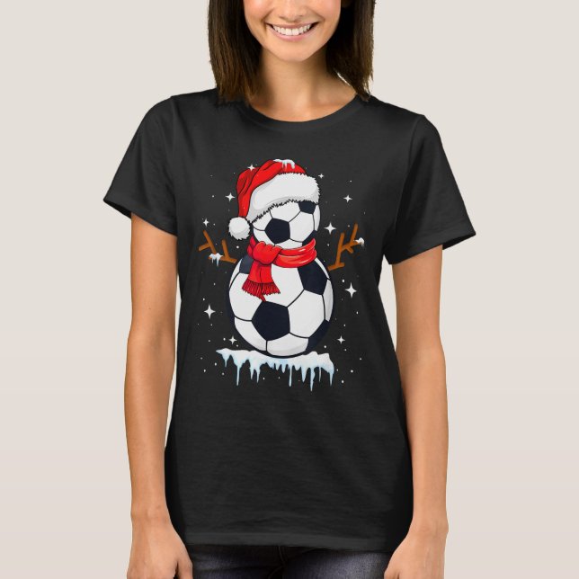 Camiseta Soccer Snowman Apparel, Funny Santa Christmas Men  (Frente)