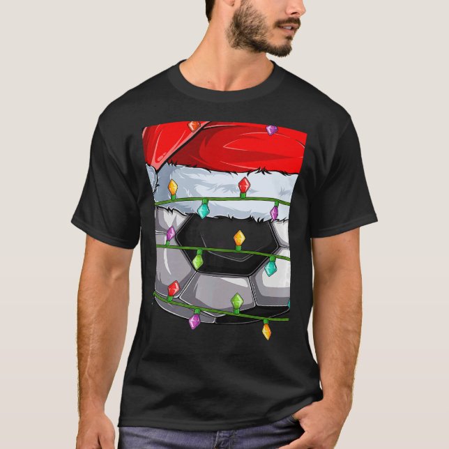 Camiseta Soccer Sports Xmas Lights Santa Soccer Christmas (Frente)