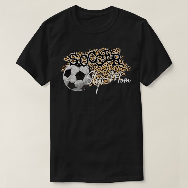 Camiseta Soccer StepMãeSoccer Leopardo PassoMãe (Frente do Design)