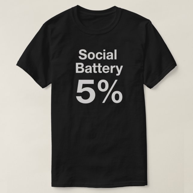 Camiseta Social Battery 5% Minimal Introvert Quote (Frente do Design)