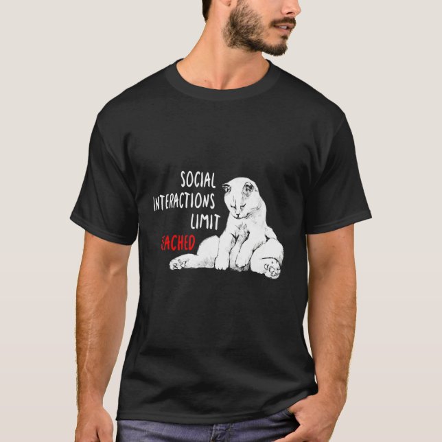 Camiseta Social Interactions Limit Reached Introvert Cat   (Frente)