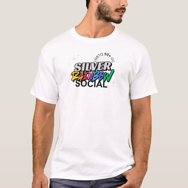 Camiseta Social Logo Arco-Íris Prata (Frente)