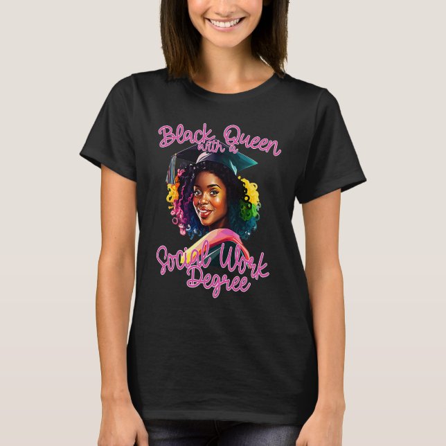 Camiseta Social Work Degree Graduation 2023 Black Queen MSW (Frente)