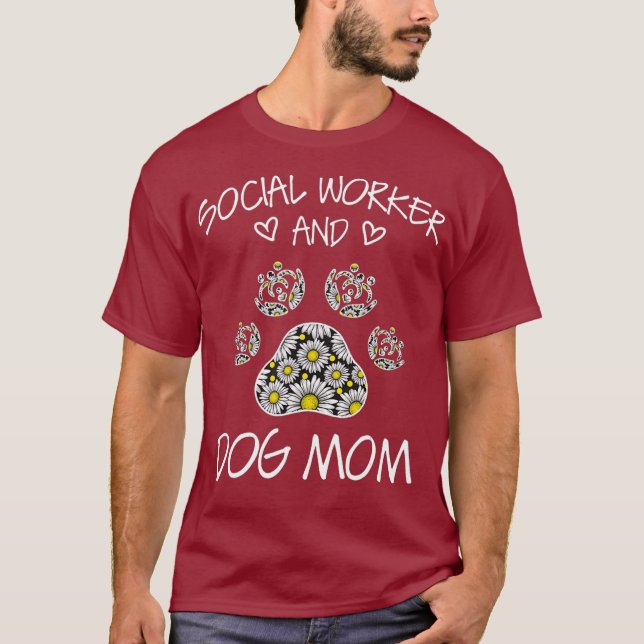 Camiseta Social Worker And Dogs Mom Wildflowers Daisy (Frente)