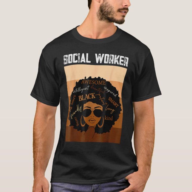 Camiseta Social Worker Black History Queen Melanin Afro Afr (Frente)