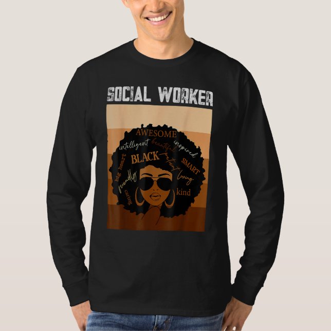Camiseta Social Worker Black History Queen Melanin Afro Afr (Frente)