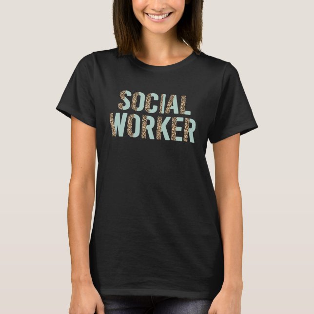 Camiseta Social Worker Leopard 2023 School Social Worker (Frente)
