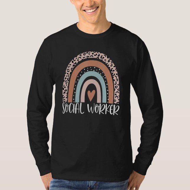 Camiseta Social Worker Leopard Rainbow Social Work Apprecia (Frente)
