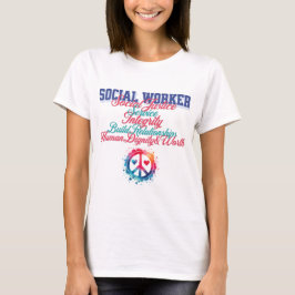 Camiseta Social Worker Social Justice Sinal de Paz Rainbow