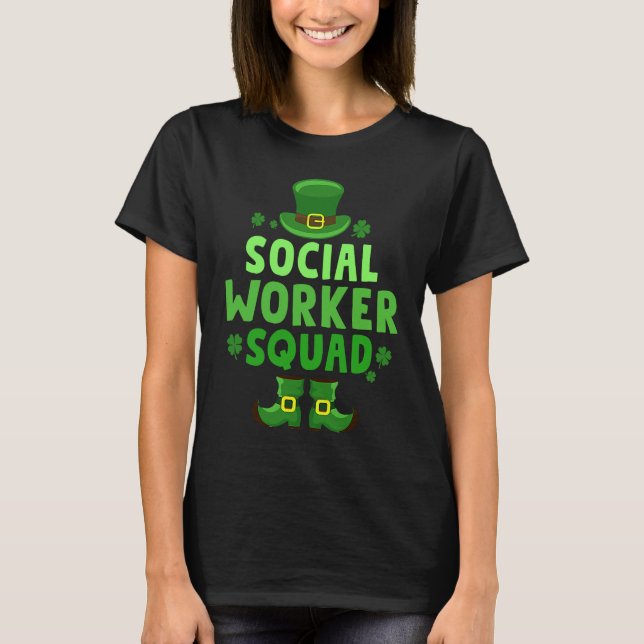 Camiseta Social Worker Squad Happy St Patrick's Day Leprech (Frente)