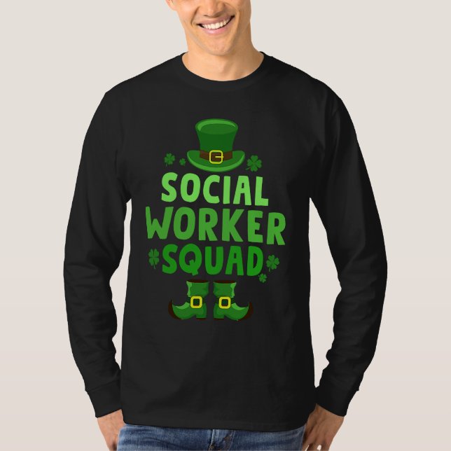 Camiseta Social Worker Squad Happy St Patrick's Day Leprech (Frente)