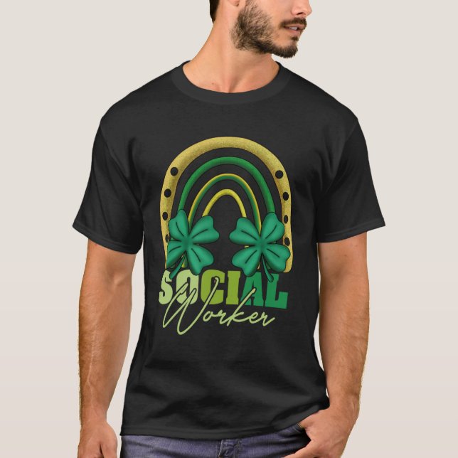 Camiseta Social Worker St Patricks Day Rainbow Irish Shamro (Frente)
