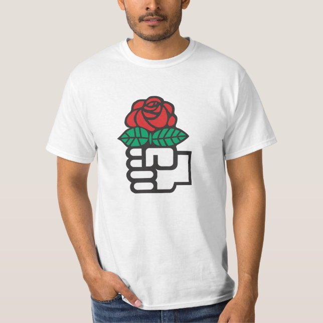 Camiseta Socialismo Democrática (o punho e o símbolo (Frente)