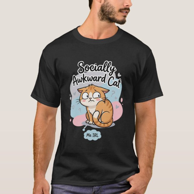 Camiseta Socially Awkward Cat Tee | Introvert Cat Lover (Frente)