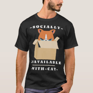 Camiseta Socialmente Indisponível Com Gato Introvertido Ama