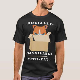 Camiseta Socialmente Indisponível Com Gato Introvertido Ama