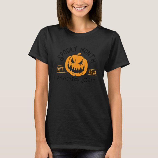 Camiseta Sociedade de Apreciação Mês Spooky Jack O Lanterna (Frente)