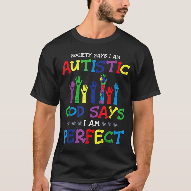 Camiseta Sociedade diz Quebra-cabeça do Dia de Conscientiza (Frente)