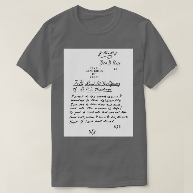 Camiseta Sociedade dos Poetas mortos cinco séculos de negro (Frente do Design)