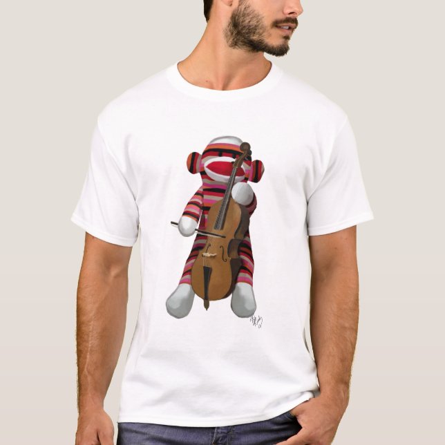 Camiseta Sock Monkey e Cello (Frente)