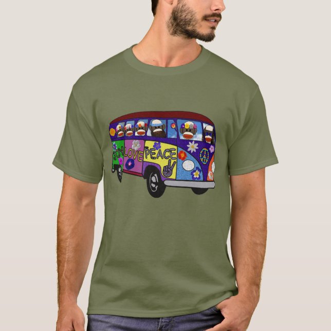 Camiseta Sock Monkey Peace Bus  (Frente)