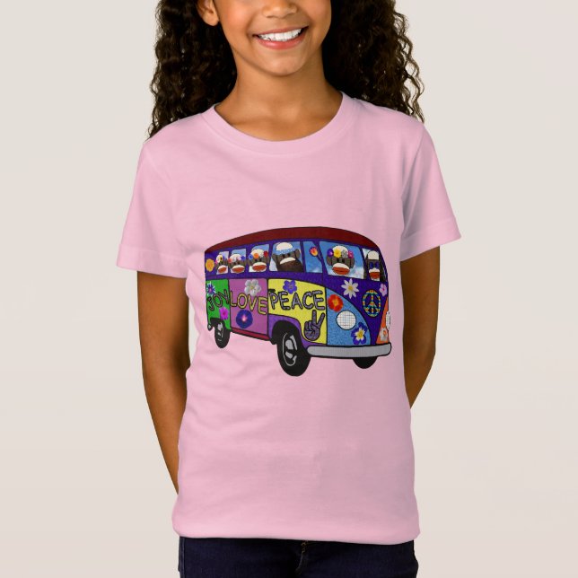 Camiseta Sock Monkey Peace Bus  (Frente)