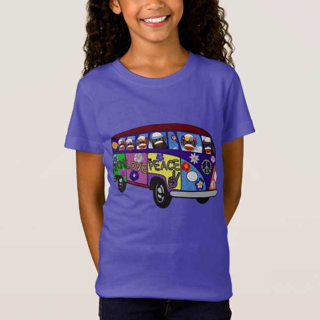 Camiseta Sock Monkey Peace Bus  (Frente)