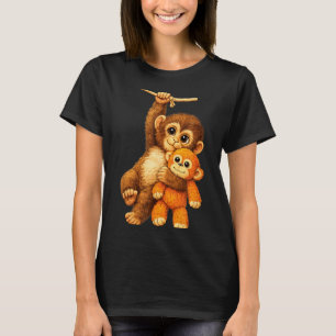 Camiseta Soco de macaco fofo, amigo estufado abraçando