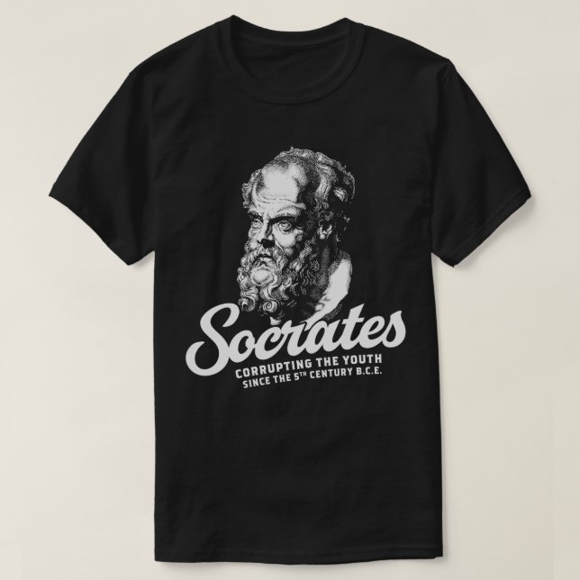 Camiseta Sócrates corrompe a juventude desde o 5 centur (Frente do Design)
