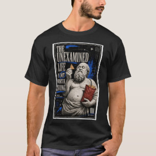 Camiseta Socrates Vida Não Examinada Roupa de Filosofia Eng