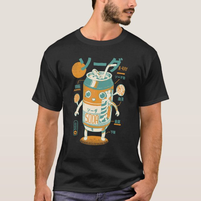 Camiseta Soda Can X Ray Sci fi Japanese Soda Anatomy   Drin (Frente)