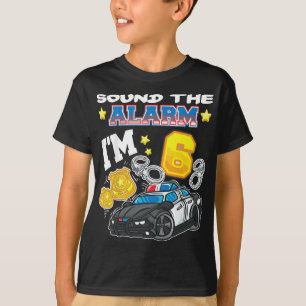 Camiseta Soe o alarme, sou 6 6 da Polícia Birthda