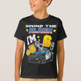 Camiseta Soe o alarme, sou 6 6 da Polícia Birthda