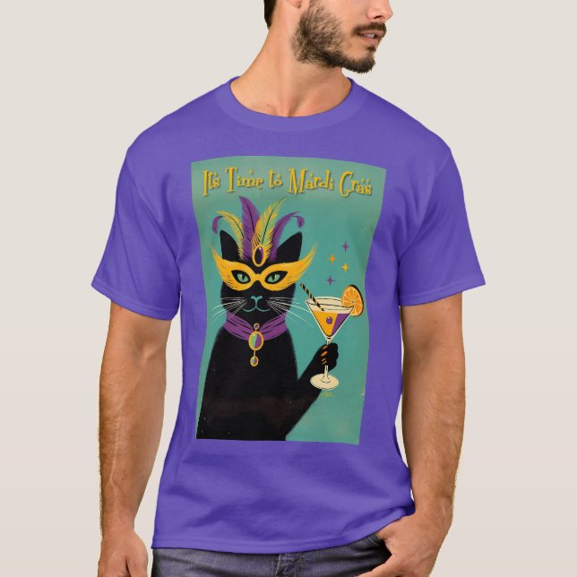Camiseta Sofisticados Retro É Hora do Martini de Mardi Gras (Frente)