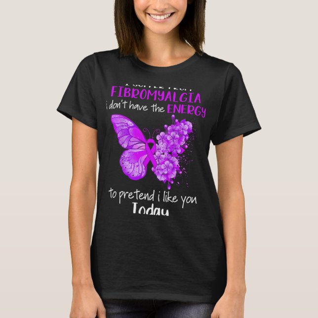 Camiseta Sofrer De Fibromialgia Sensibilização Borboleta Pu (Frente)