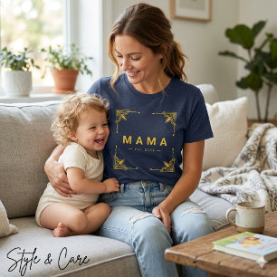 Camiseta Soft Navy Tri-Blend Mama com Estilo Elega