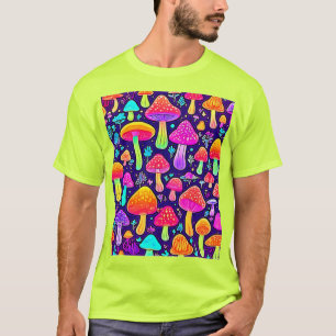 Camiseta Soft Neon: Patch do Cogumelo de Cartoon