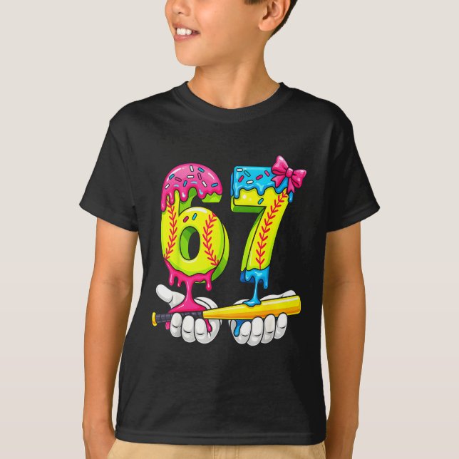 Camiseta Softball 67 Ice Cream Drip Six Seven Boys Funny Me (Frente)