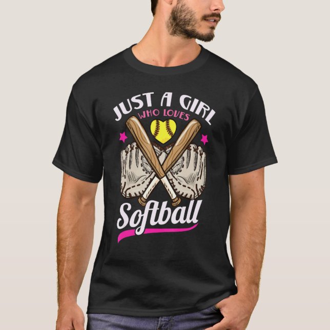 Camiseta Softball Apenas Uma Menina Que Ama Softball P (Frente)