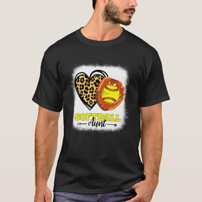 Camiseta Softball Aunt Leopard Heart Glove Softbal (Frente)