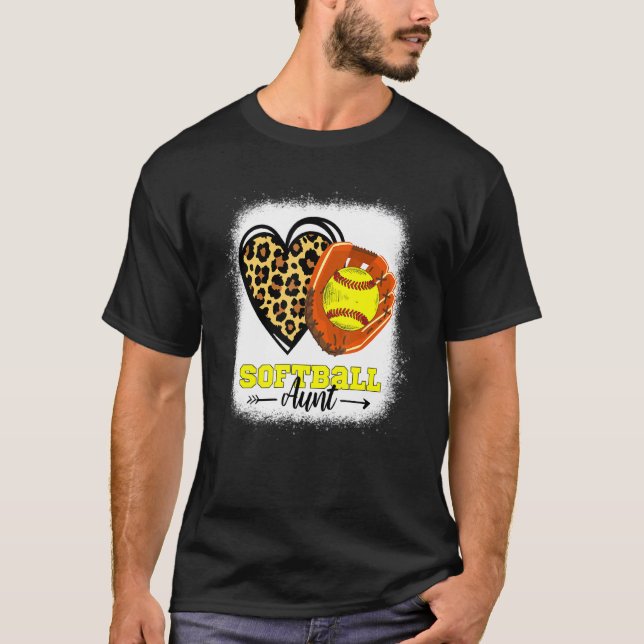 Camiseta Softball Aunt Leopard Heart Glove Softbal (Frente)