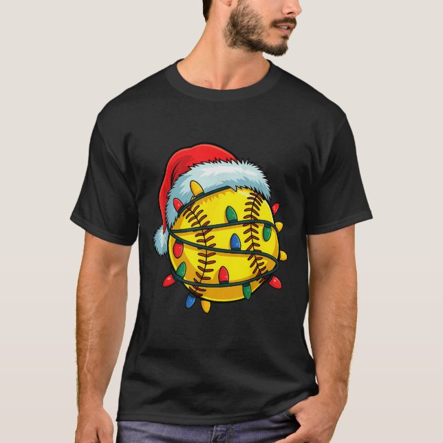 Camiseta Softball Ball Santa Hat Christmas Softball Xmas Li (Frente)