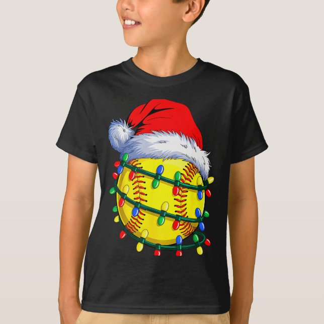 Camiseta Softball Ball Santa Hat Christmas Softball Xmas Li (Frente)
