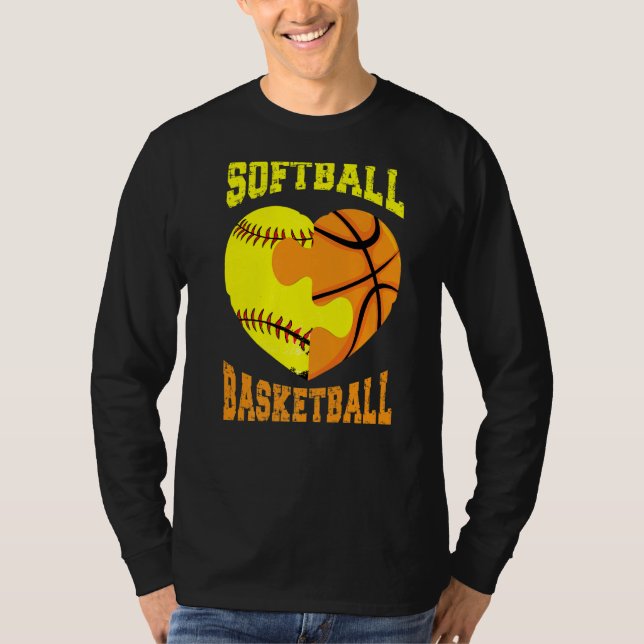 Camiseta Softball Basketball Sports  Heart Activity Hobby F (Frente)