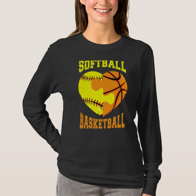 Camiseta Softball Basketball Sports  Heart Activity Hobby F (Frente)