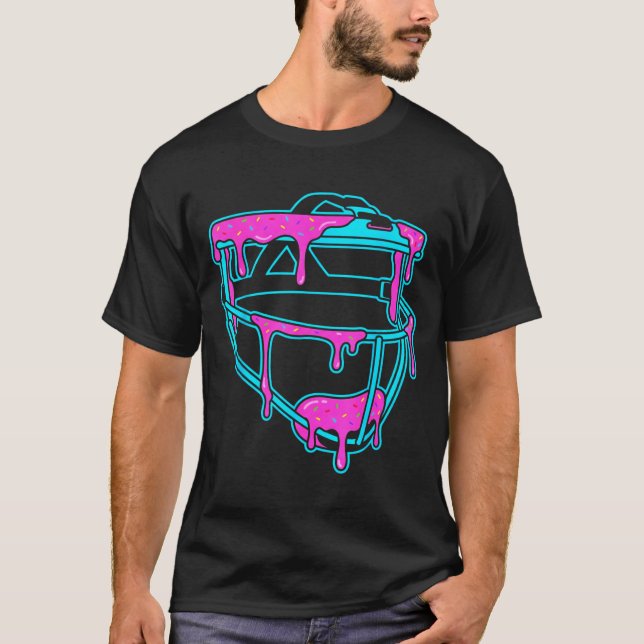 Camiseta Softball Catcher Drip Ice Cream Mask Sprinkles Gam (Frente)