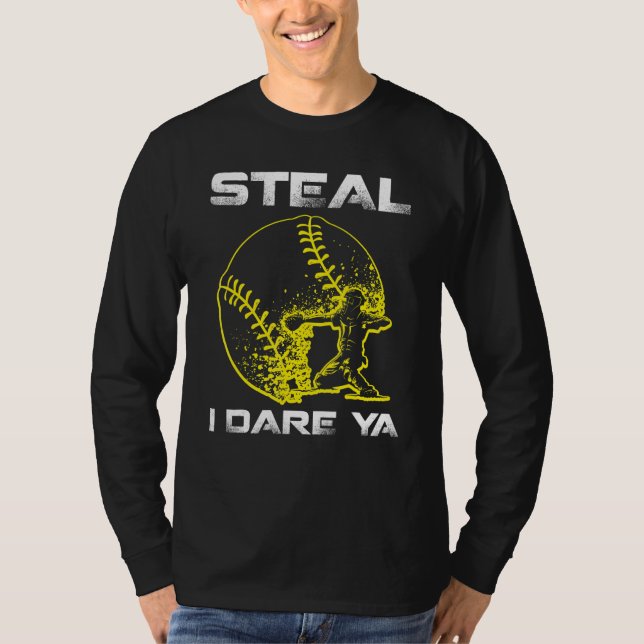 Camiseta Softball Catcher Steal I Dare Ya Funny Player Girl (Frente)