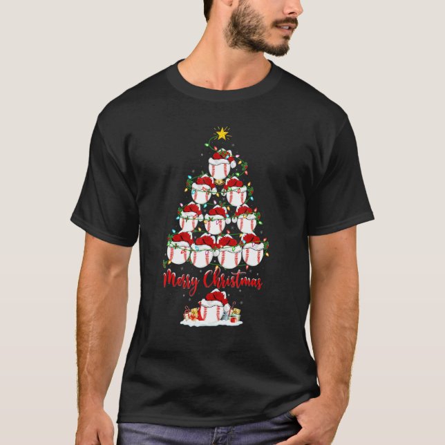 Camiseta Softball Christmas Tree Lights  Softball Xmas (Frente)